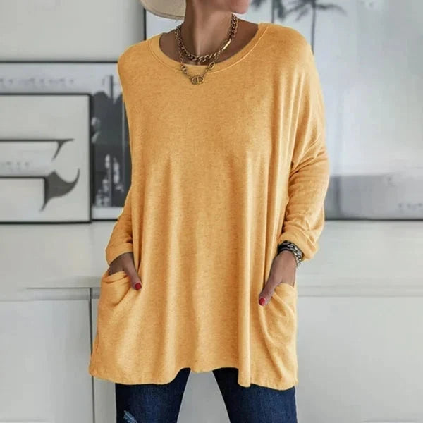 Elettra Brambati™ Breathable Long Sleeve Pocket Top for Effortless Comfort