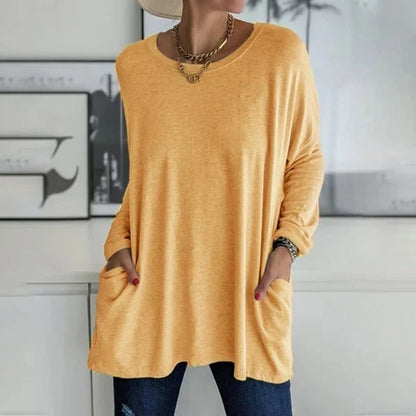 Elettra Brambati™ Breathable Long Sleeve Pocket Top for Effortless Comfort