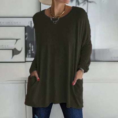 Elettra Brambati™ Breathable Long Sleeve Pocket Top for Effortless Comfort