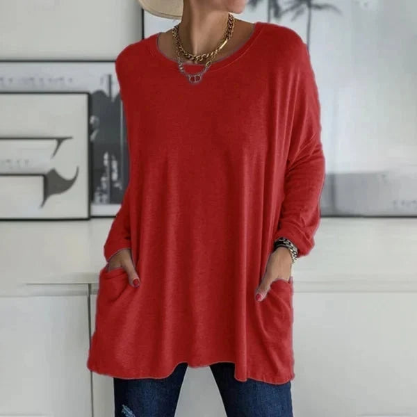 Elettra Brambati™ Breathable Long Sleeve Pocket Top for Effortless Comfort