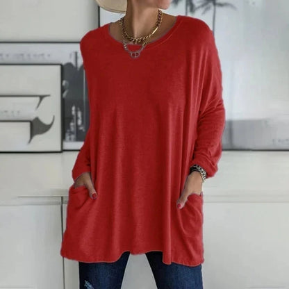 Elettra Brambati™ Breathable Long Sleeve Pocket Top for Effortless Comfort