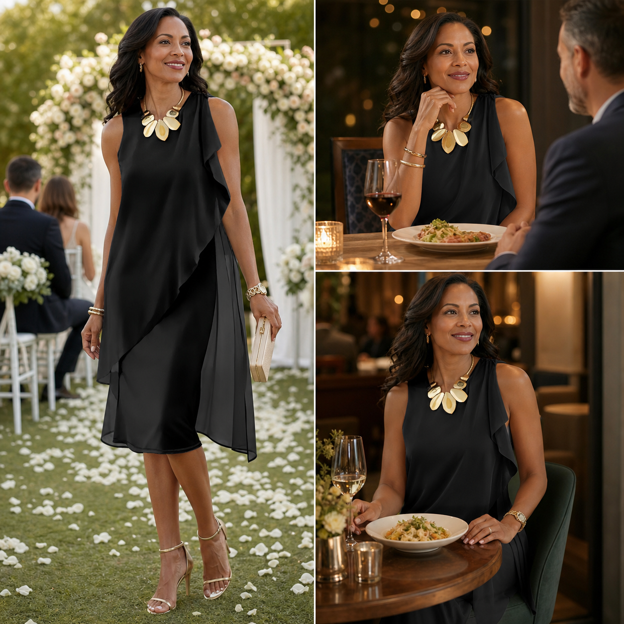 Elettra Brunelli™ Elegant midi dress with ruffles for special occasions