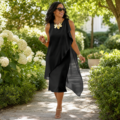 Elettra Brunelli™ Elegant midi dress with ruffles for special occasions