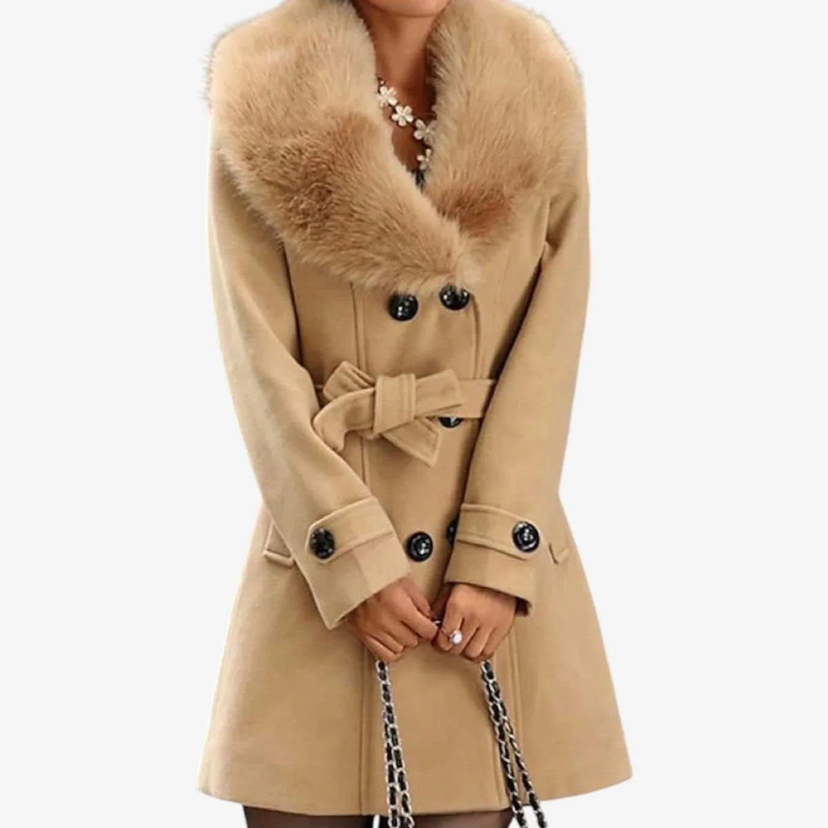 Eloisa Cuffaro Elegant Belted Coat - main front view of the belted coat