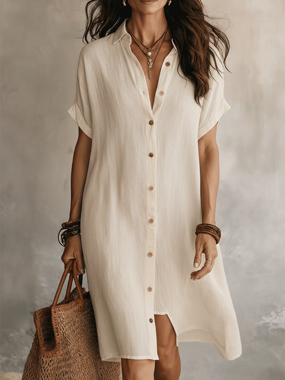 Enrica Bertacchi™ Breathable Linen Shirt Dress