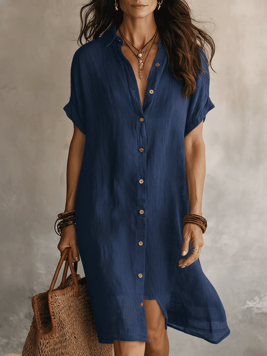 Enrica Bertacchi™ Breathable Linen Shirt Dress