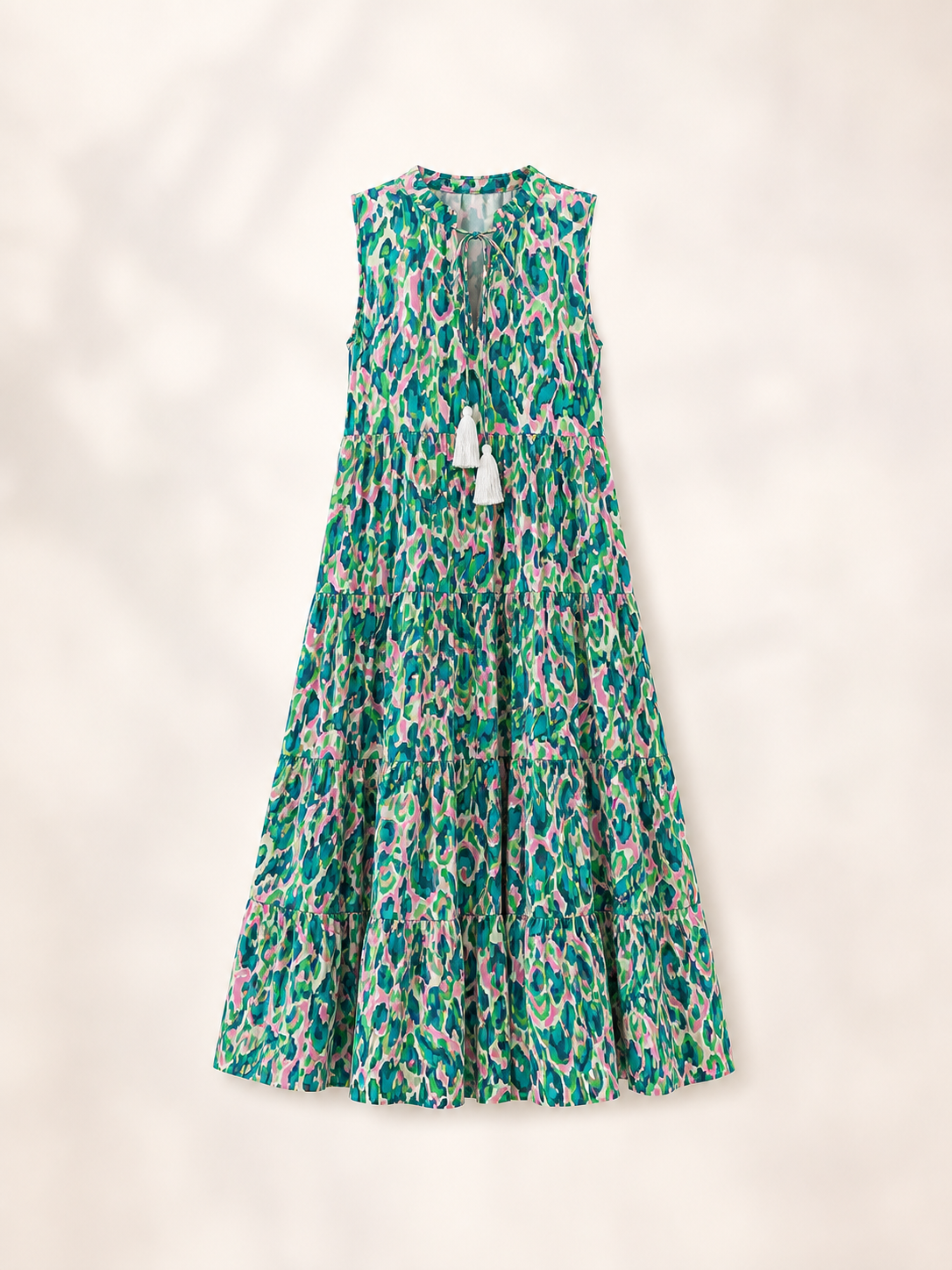 Eulalia Bonarrigo™ Breathable Abstract Print Tiered Midi Dress
