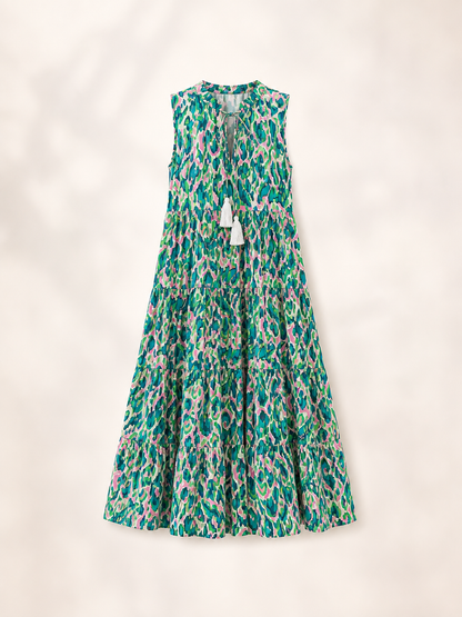 Eulalia Bonarrigo™ Breathable Abstract Print Tiered Midi Dress
