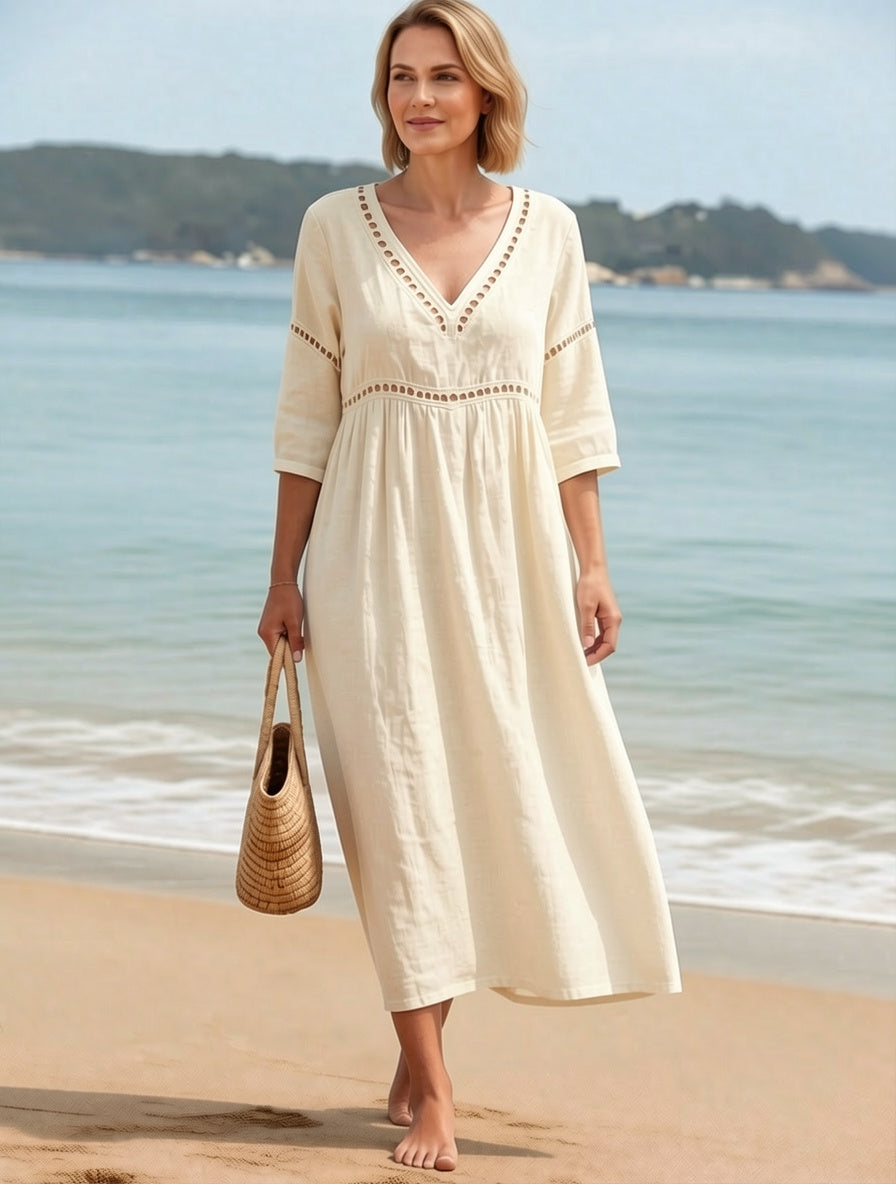 Fabiola Zanetti™ Effortless V-Neck Dress for Daytime Polish