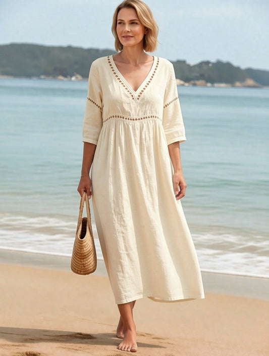 Fabiola Zanetti™ Effortless V-Neck Dress for Daytime Polish