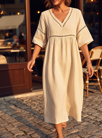 Fabiola Zanetti™ Effortless V-Neck Dress for Daytime Polish