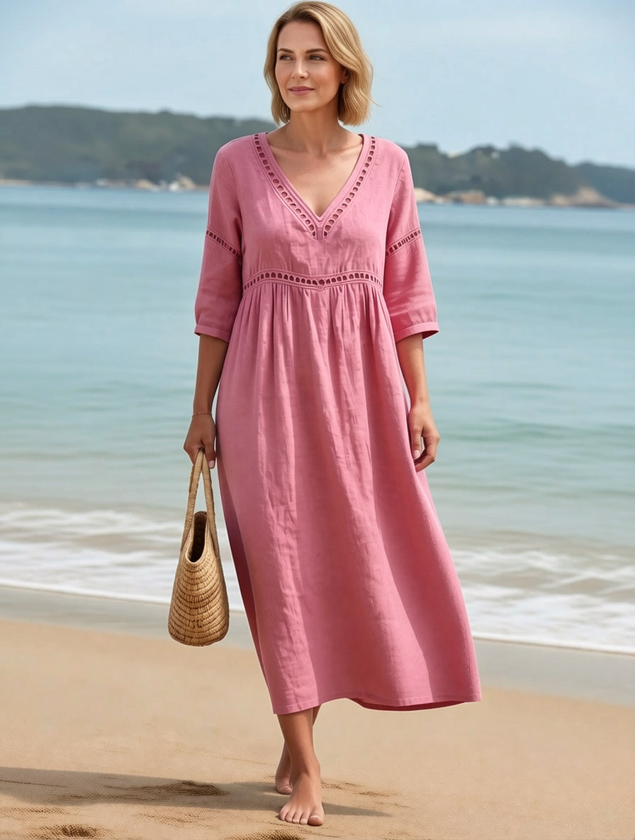 Fabiola Zanetti™ Effortless V-Neck Dress for Daytime Polish