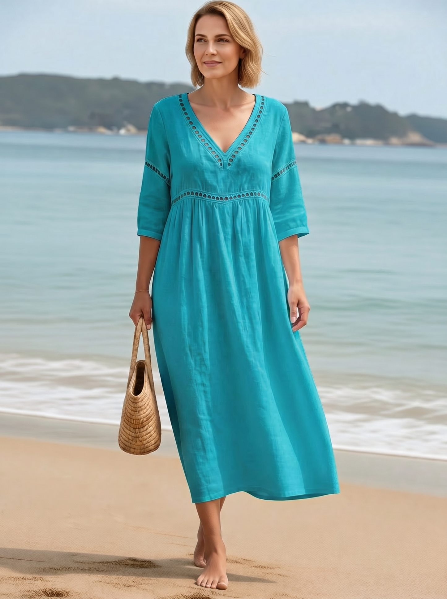 Fabiola Zanetti™ Effortless V-Neck Dress for Daytime Polish