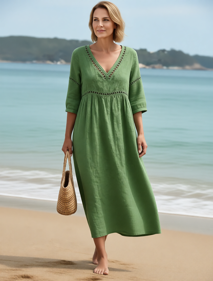 Fabiola Zanetti™ Effortless V-Neck Dress for Daytime Polish