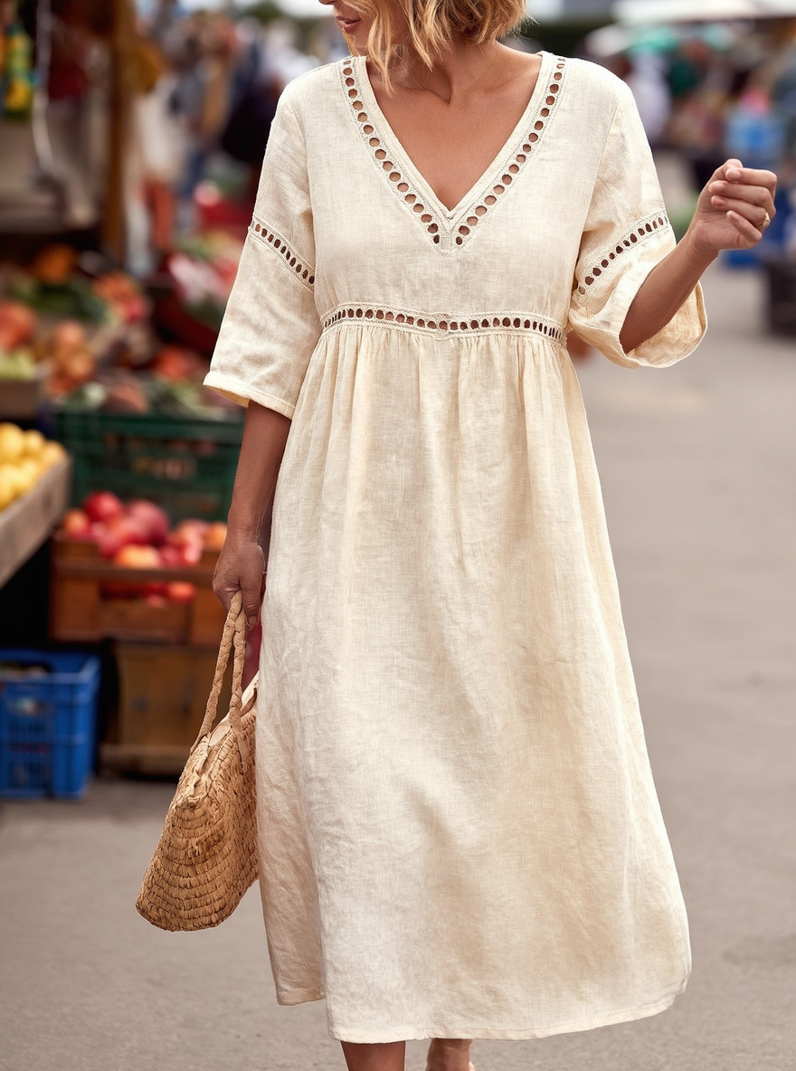 Fabiola Zanetti™ Effortless V-Neck Dress for Daytime Polish