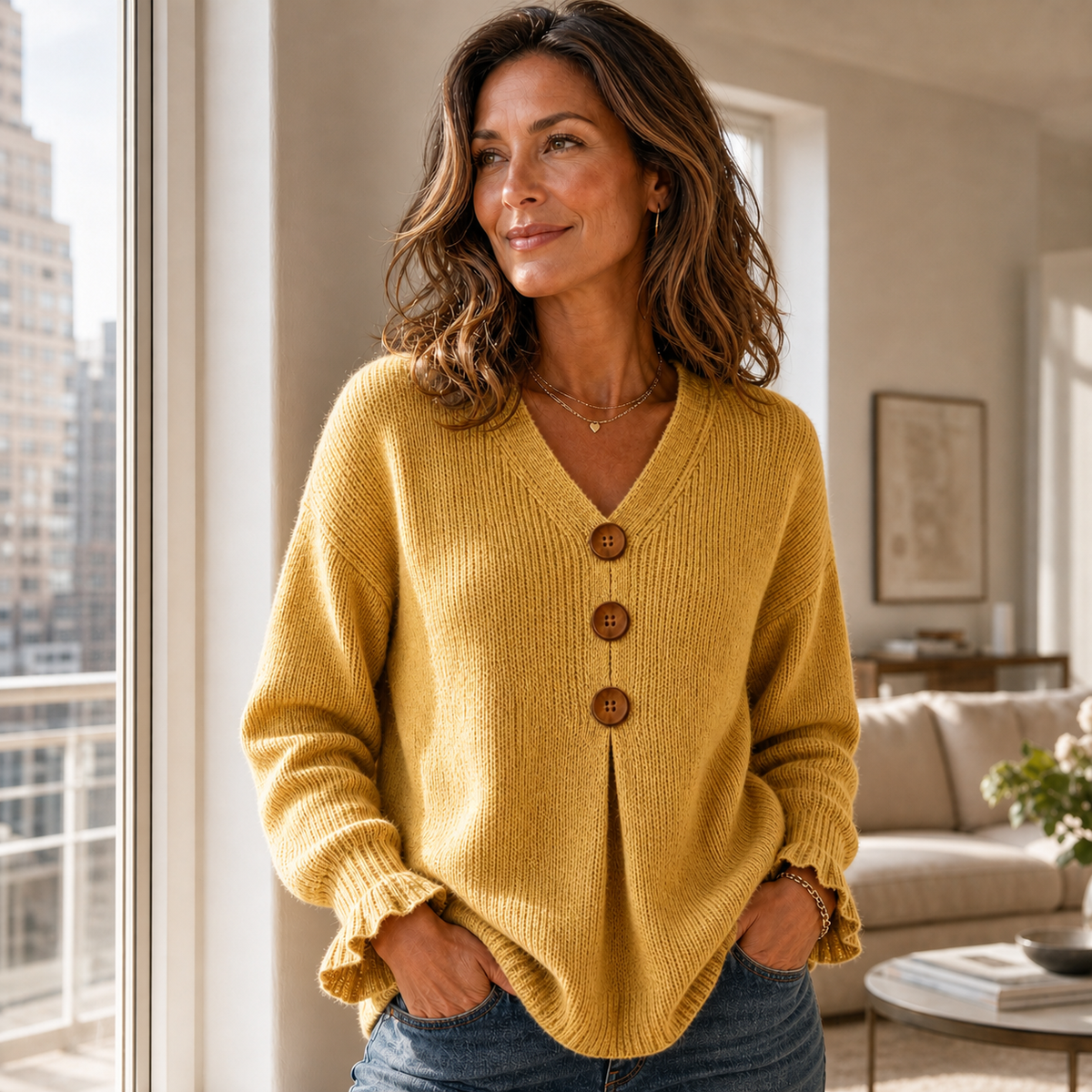 Fabrizia Capelli™ Soft V-Neck Sweater for Polished Comfort