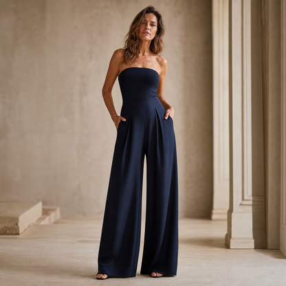 Fausta Ursino™ Elegant Strapless Long Jumpsuit for Special Occasions