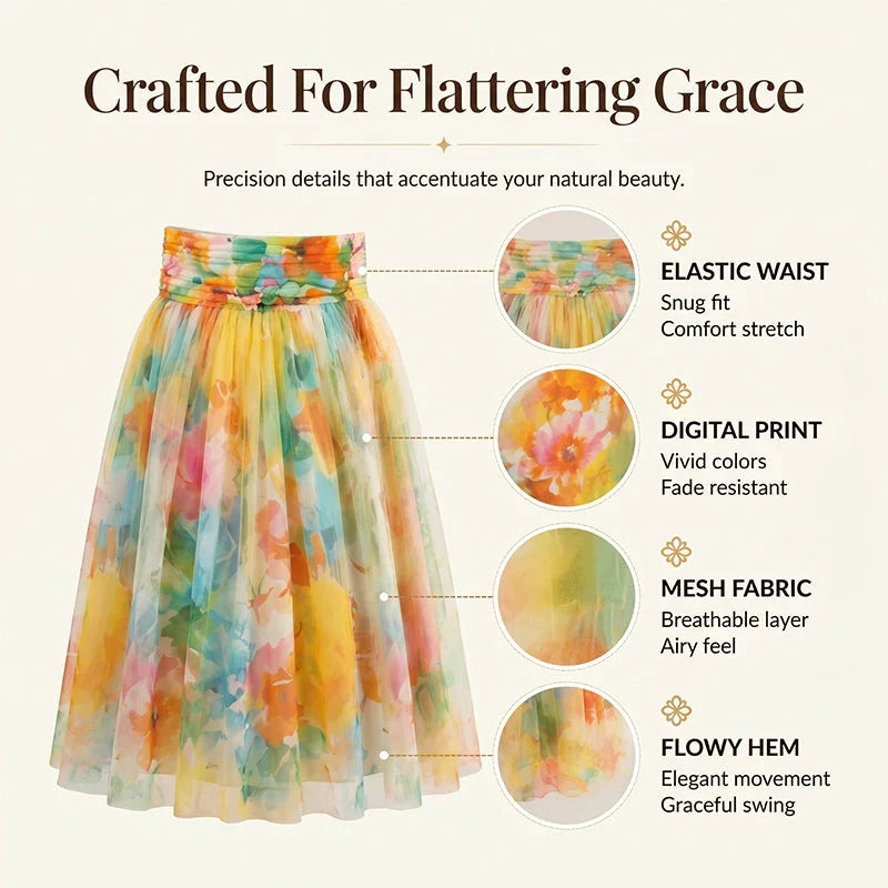 Federica Belmonte™ Elegant Floral Skirt for Occasions