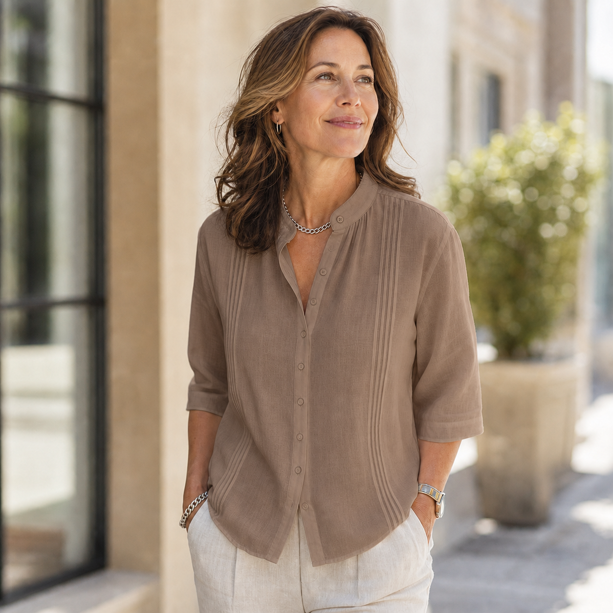 Federica Schiavone™ Versatile Stand Collar Blouse for Day to Dinner