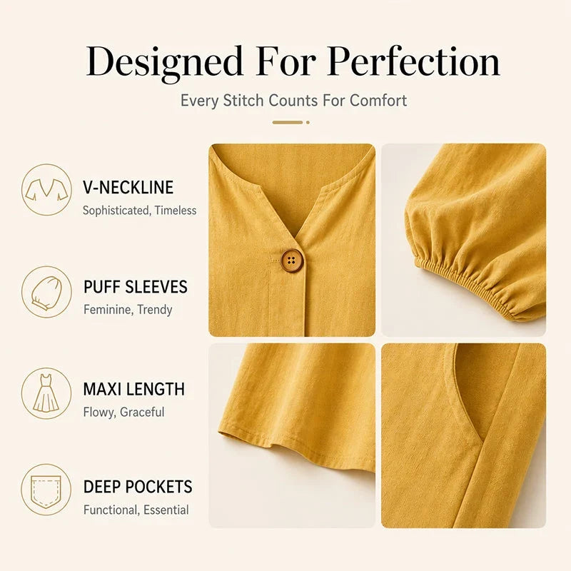 Felicia Brambati™ Versatile V-Neck Dress for Effortless Style