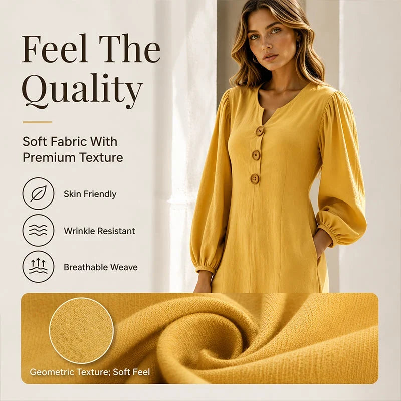 Felicia Brambati™ Versatile V-Neck Dress for Effortless Style