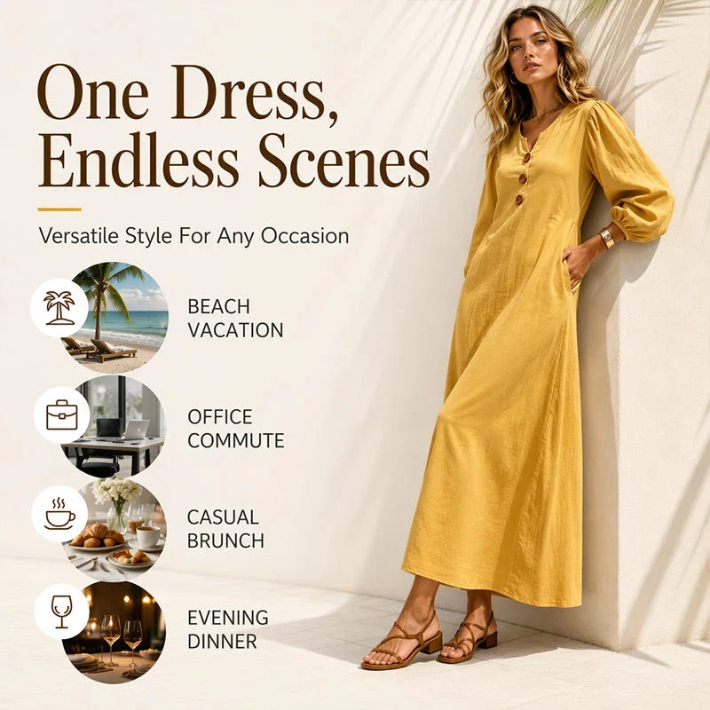 Felicia Brambati™ Versatile V-Neck Dress for Effortless Style