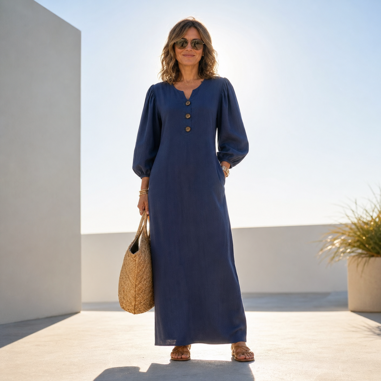Felicia Brambati™ Versatile V-Neck Dress for Effortless Style