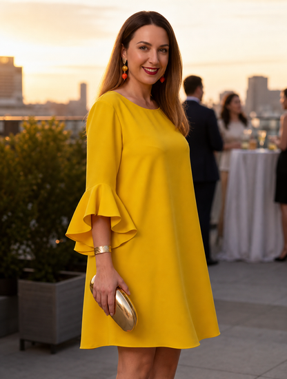 Fiorella Albanese™ Elegant Ruffle Sleeve Mini Dress
