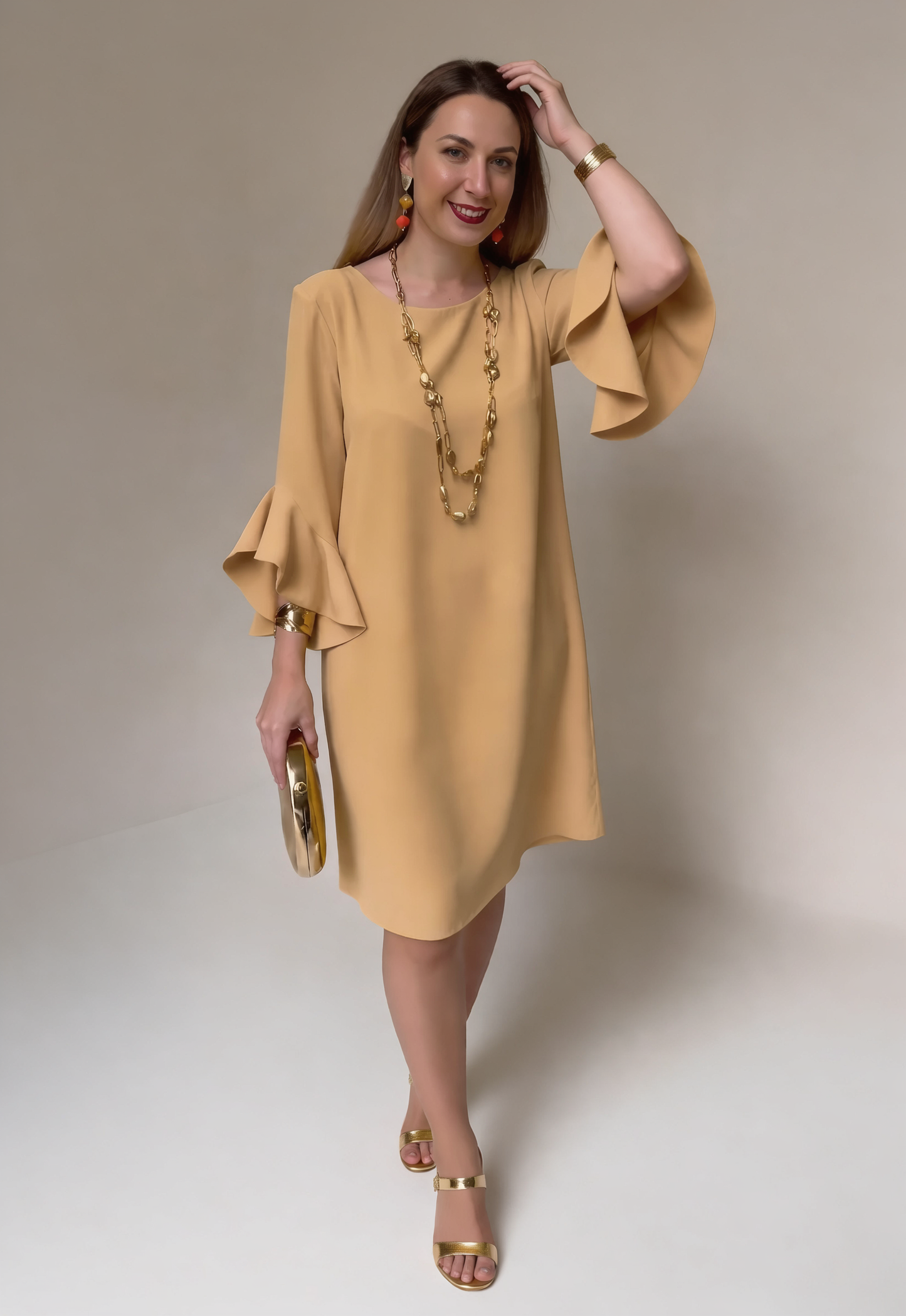 Fiorella Albanese™ Elegant Ruffle Sleeve Mini Dress