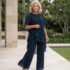 Flavia Sinetti™ Elegant Asymmetrical Top Wide Leg Pants