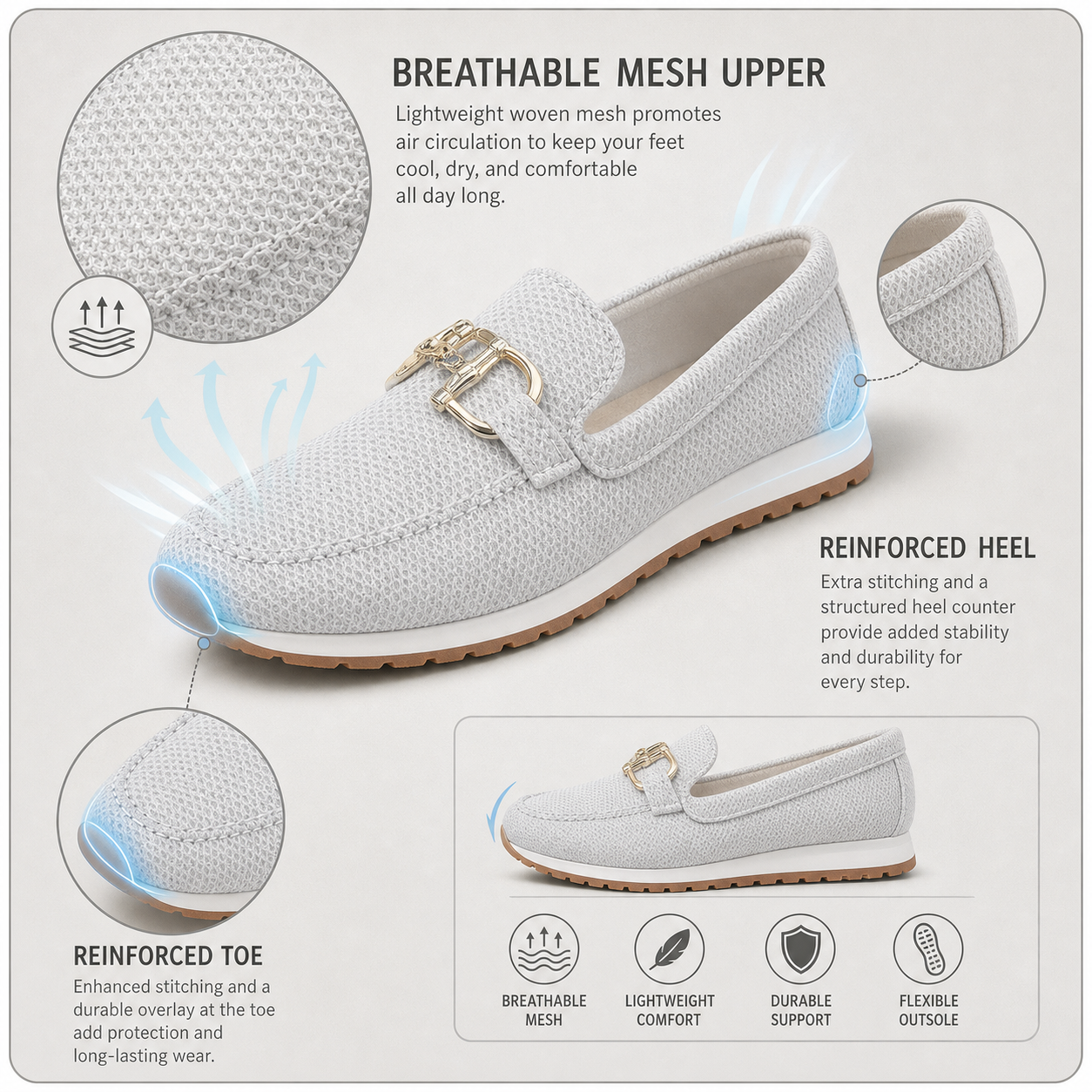 FlexiArch Pro+™ Breathable Mesh Loafers for Pain-Free Walking