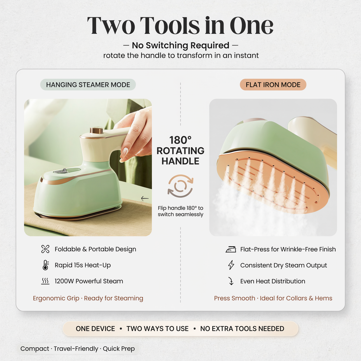 FlexSteam Pro™ Foldable Handheld Steamer for Wrinkle-Free Mornings