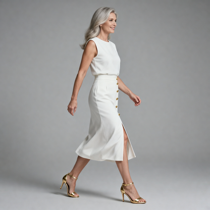 Floriana Brunelli™ Elegant Midi Dress with Side Slit
