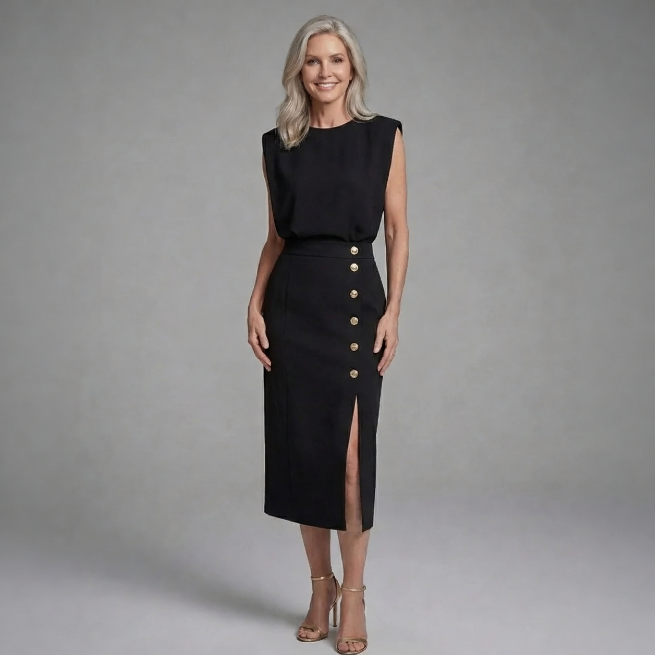 Floriana Brunelli™ Elegant Midi Dress with Side Slit