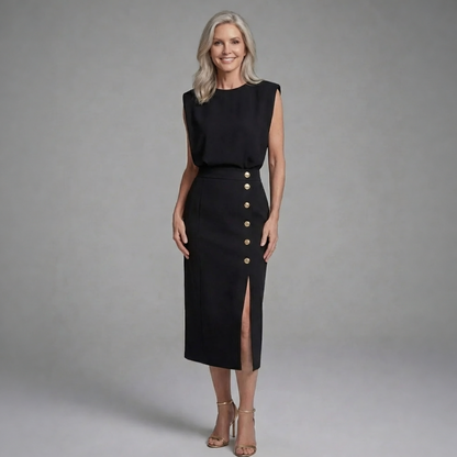 Floriana Brunelli™ Elegant Midi Dress with Side Slit