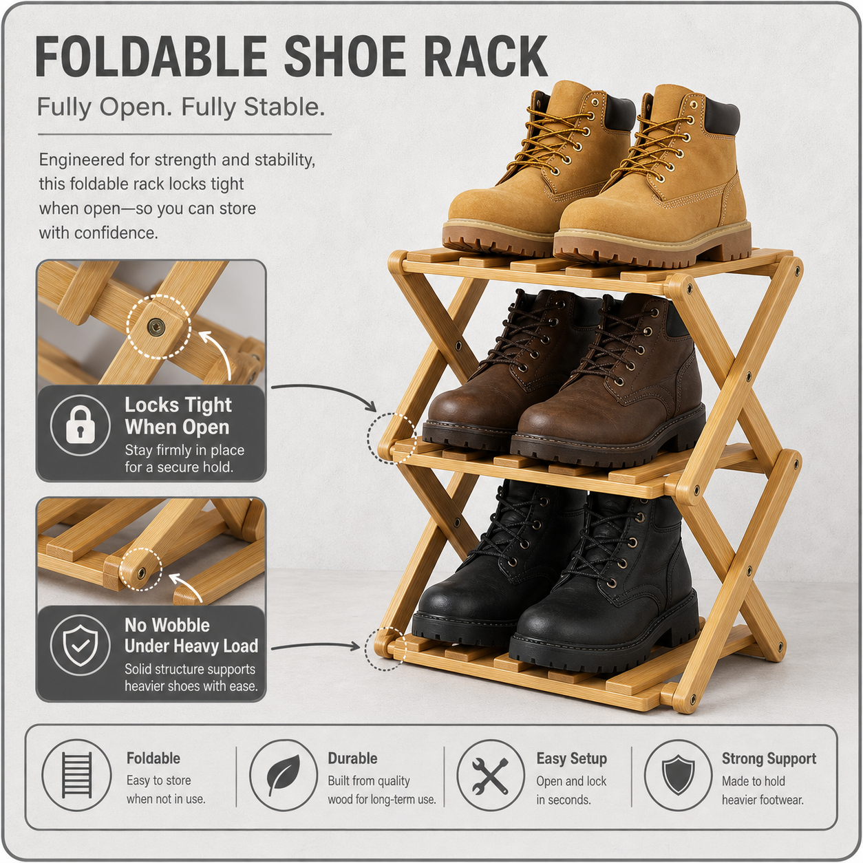FoldNest™ Foldable Shoe Rack for Tidy Entryways