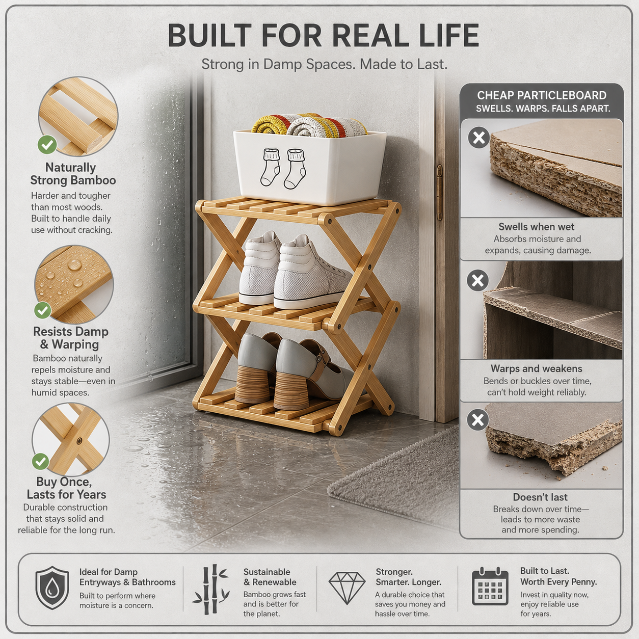 FoldNest™ Foldable Shoe Rack for Tidy Entryways