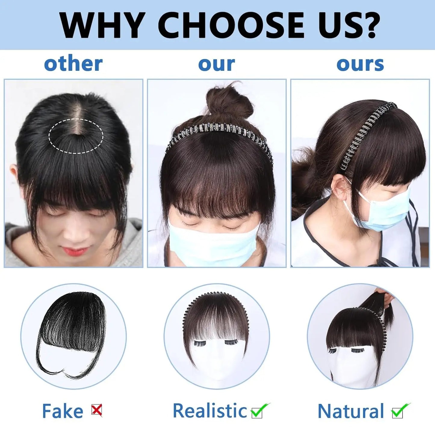 FringeWave™ Elegant Clip-On Fringe with Hair Band
