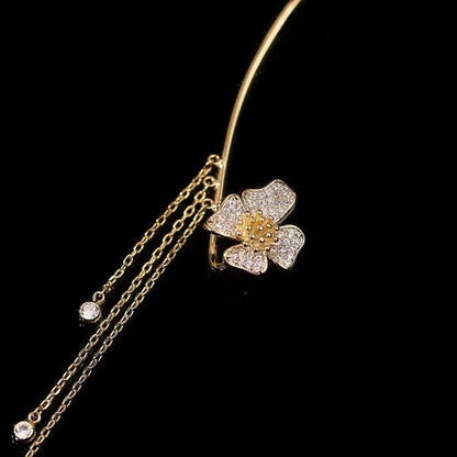 FringeZirPro Elegant Fringe Zircon Earrings - close-up fringe strand detail
