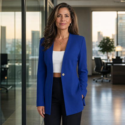Fulvia Palmieri™ Versatile Single Button Blazer for Work and Weekend