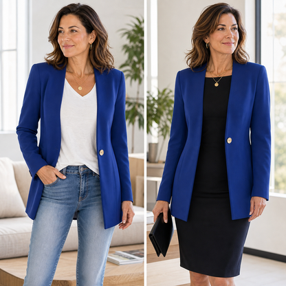 Fulvia Palmieri™ Versatile Single Button Blazer for Work and Weekend