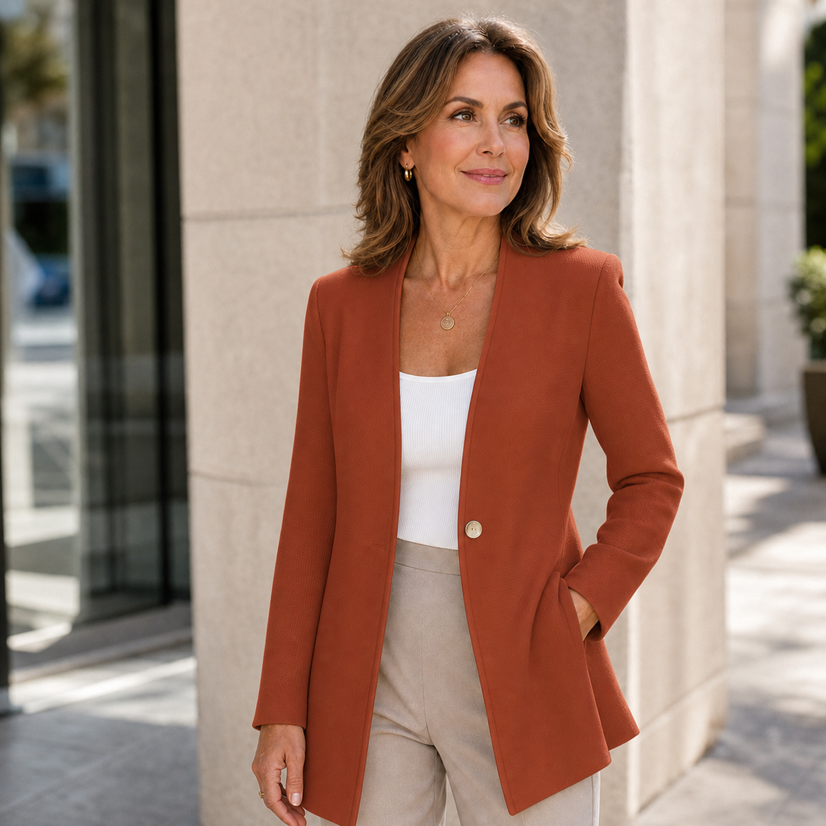 Fulvia Palmieri™ Versatile Single Button Blazer for Work and Weekend
