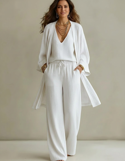 Gabriella Leone™ Polished Three-Piece Cardigan and Trouser Set
