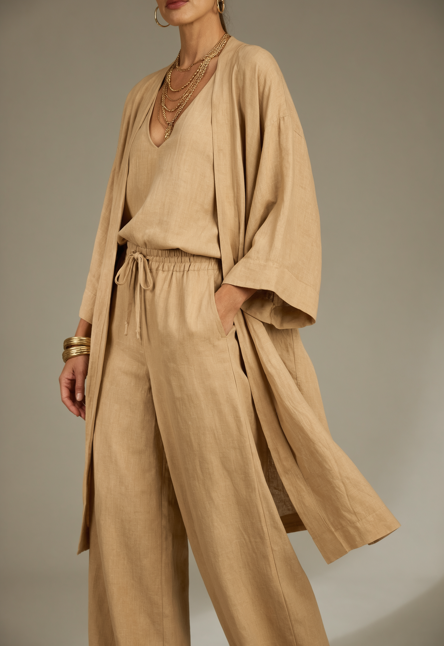 Gabriella Leone™ Polished Three-Piece Cardigan and Trouser Set