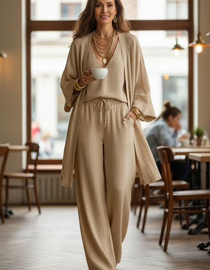 Gabriella Leone™ Polished Three-Piece Cardigan and Trouser Set