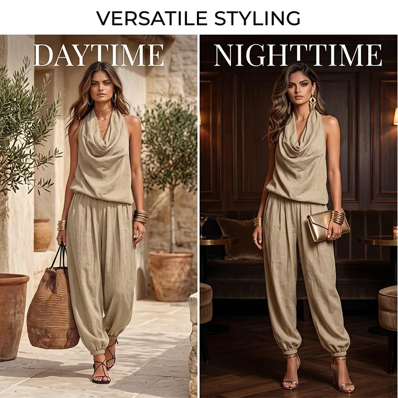 Gelsomina Brentani™ Draped Halter Jumpsuit for Effortless Style