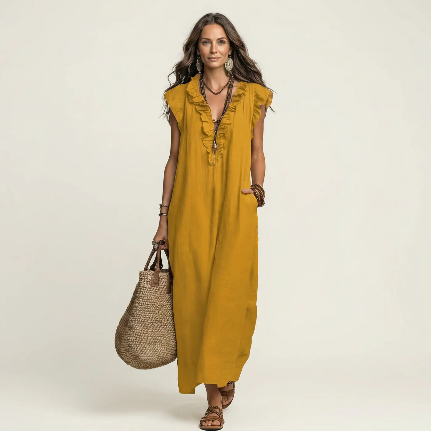 Gelsomina Stradiotto™ Flowy Ruffled Maxi Dress for Effortless Style