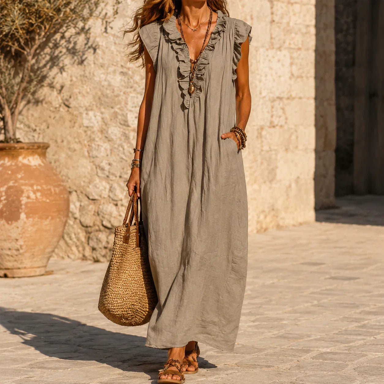 Gelsomina Stradiotto™ Flowy Ruffled Maxi Dress for Effortless Style
