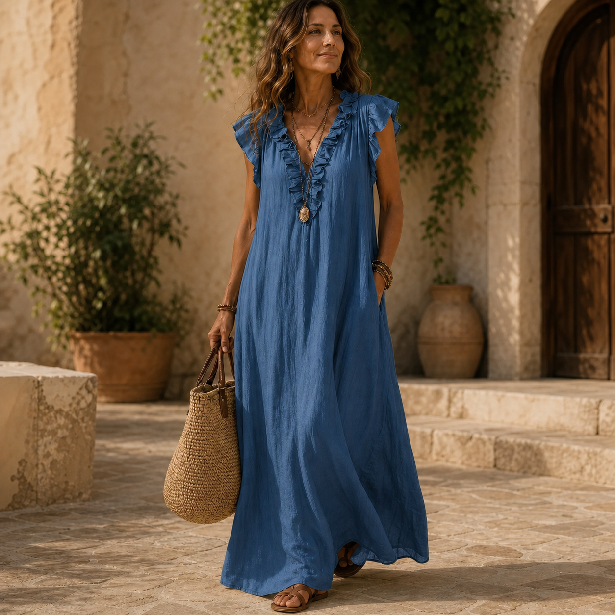 Gelsomina Stradiotto™ Flowy Ruffled Maxi Dress for Effortless Style