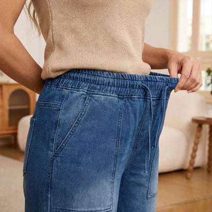 Gelsomina Rapuano™ Comfy Wide Leg Drawstring Jeans for Everyday Wear